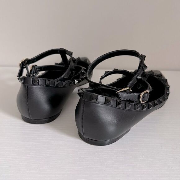 ⭕️ VALENTINO Rockstud Pointed Toe Ballet Flats Black 38.5 - Picture 5 of 8